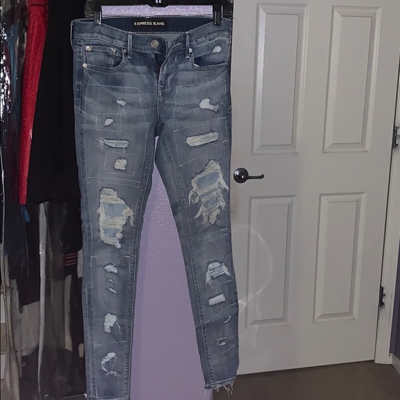 Express Ripped Skinny Jeans - Picture 2 of 3